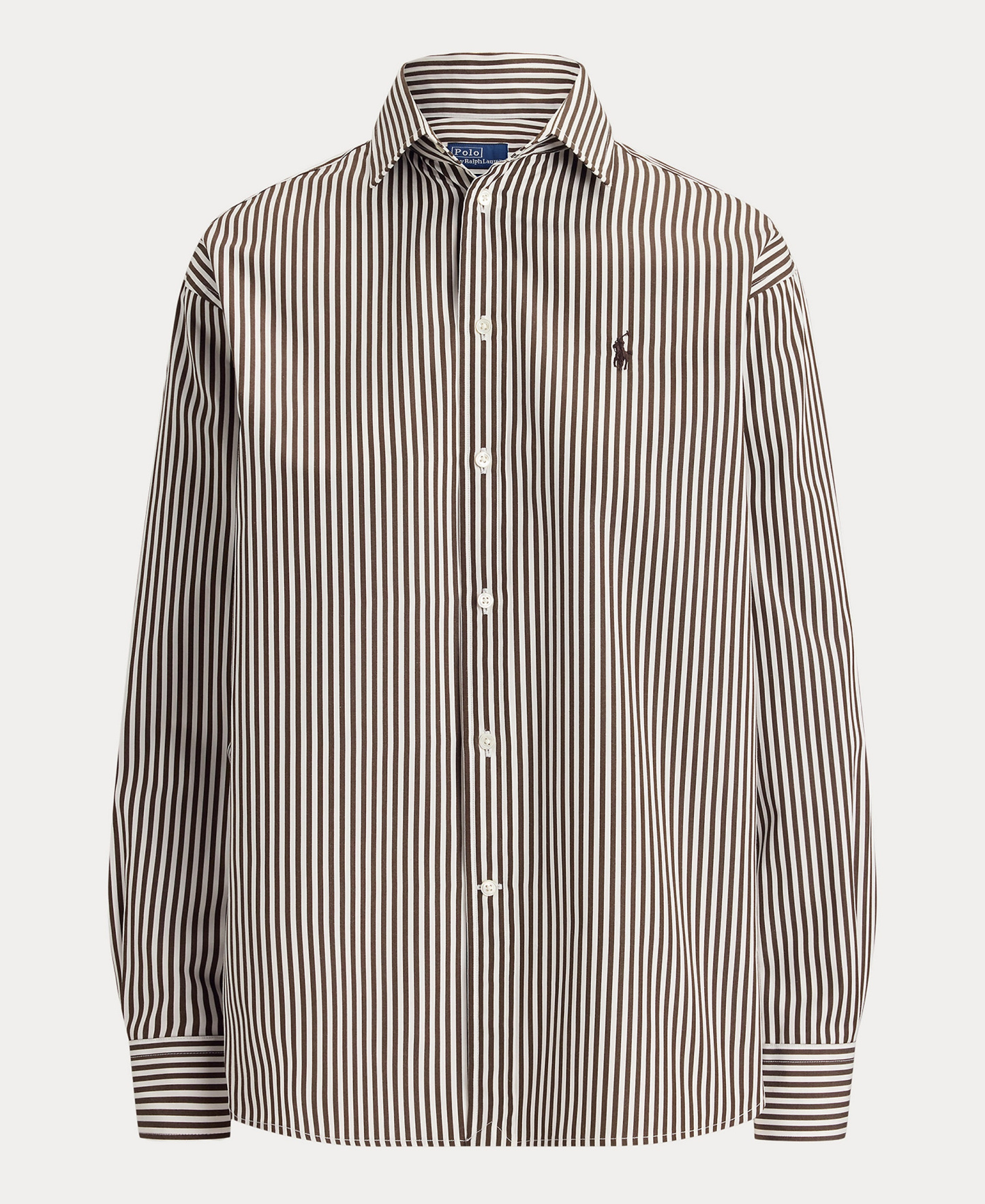 Polo Ralph Lauren Women's Relaxed-Fit Striped Cotton Shirt - Dark Brown/White