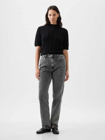 High Rise '90s Slim Straight Jeans - washed black
