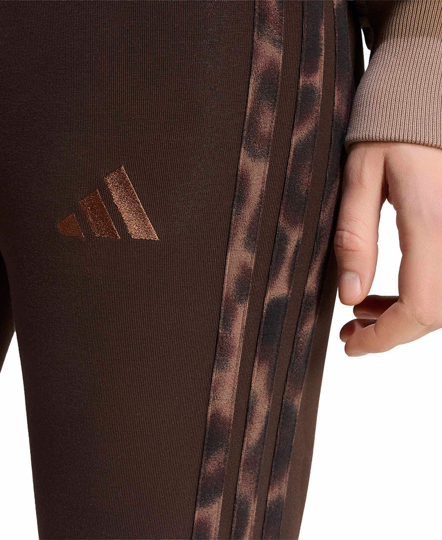 adidas Women's Seasonal Essentials Animal Print 3-Stripes Leggings - Aurora Coffee/Multicolor/Preloved Brown