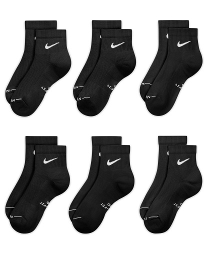 Nike Unisex Elevated Everyday Ankle Socks, 6-Pack - Black