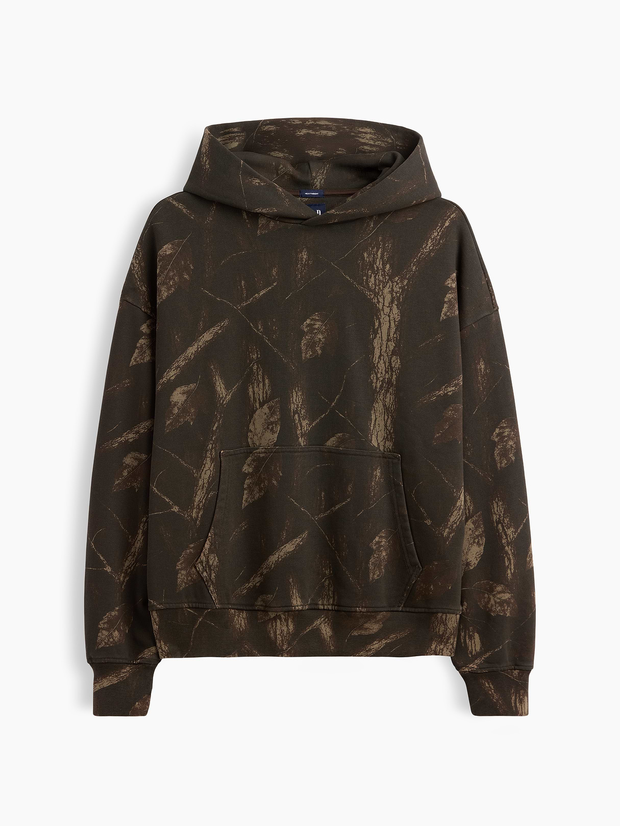 Adult Heavyweight Oversized Hoodie - Khaki tan leaf print