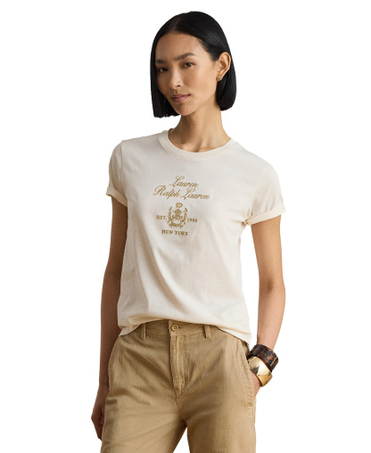 Lauren Ralph Lauren Women's Crewneck Short-Sleeve T-Shirt - Mascarpone Cream