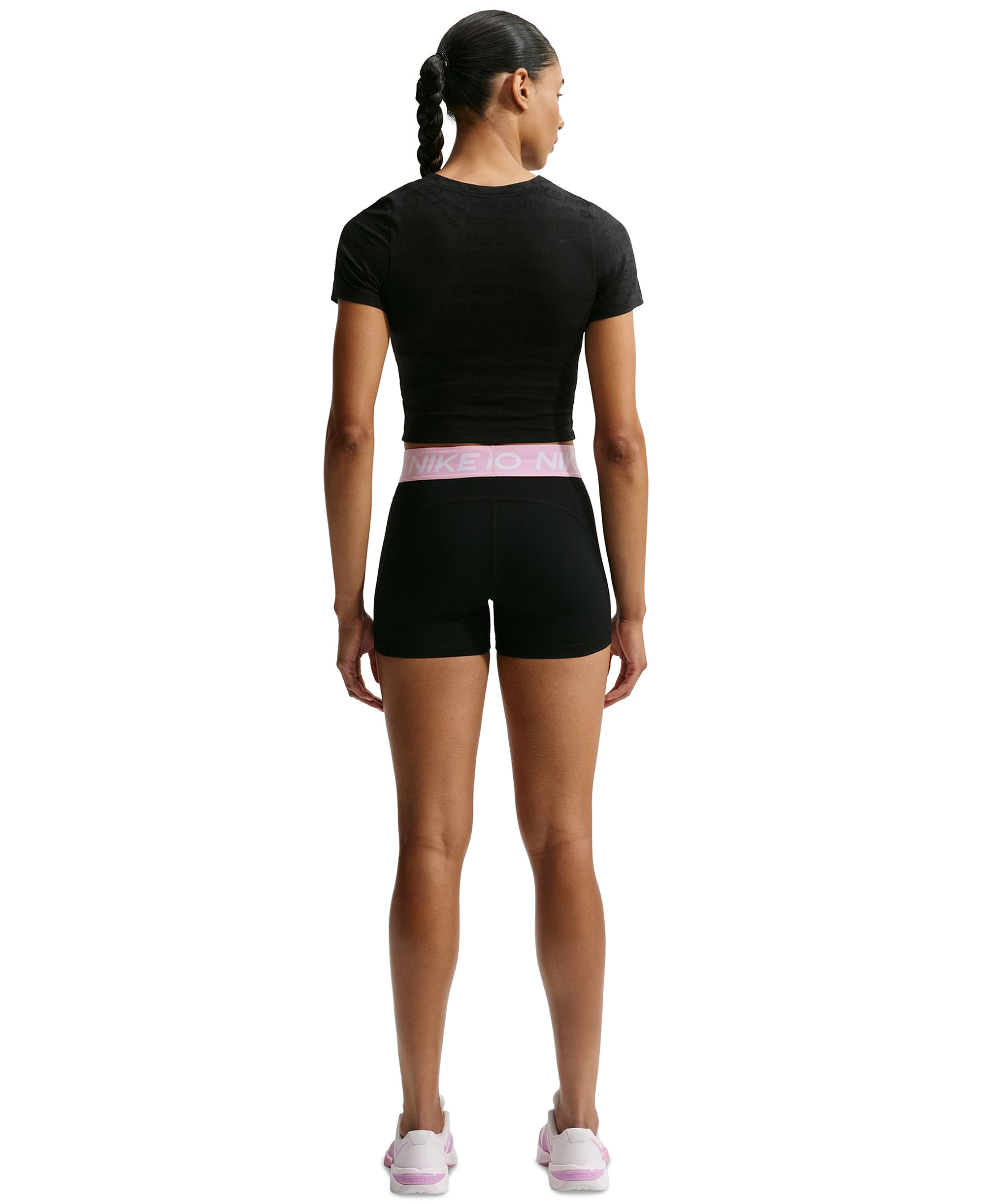 Nike Women's Mid-Rise Biker Shorts - Black/Pink Rise/white