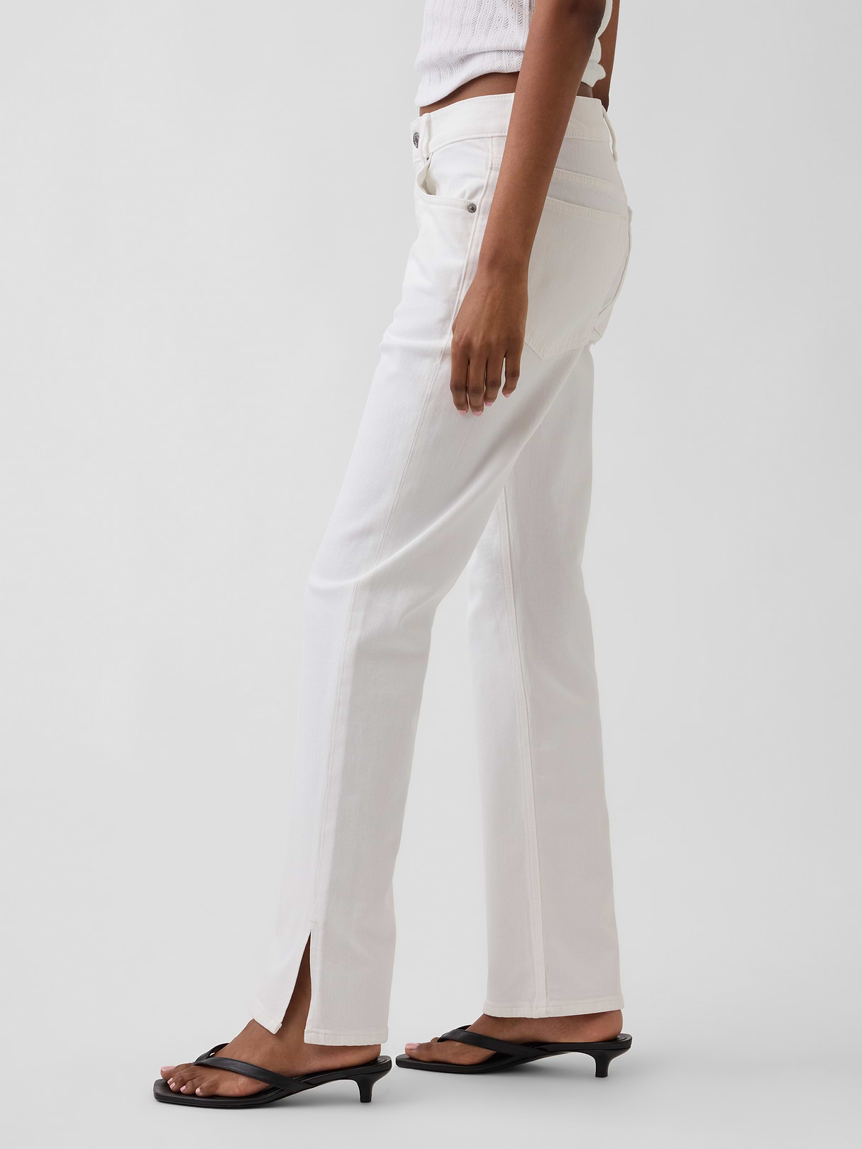 Mid Rise Relaxed Straight Jeans - Fresh white