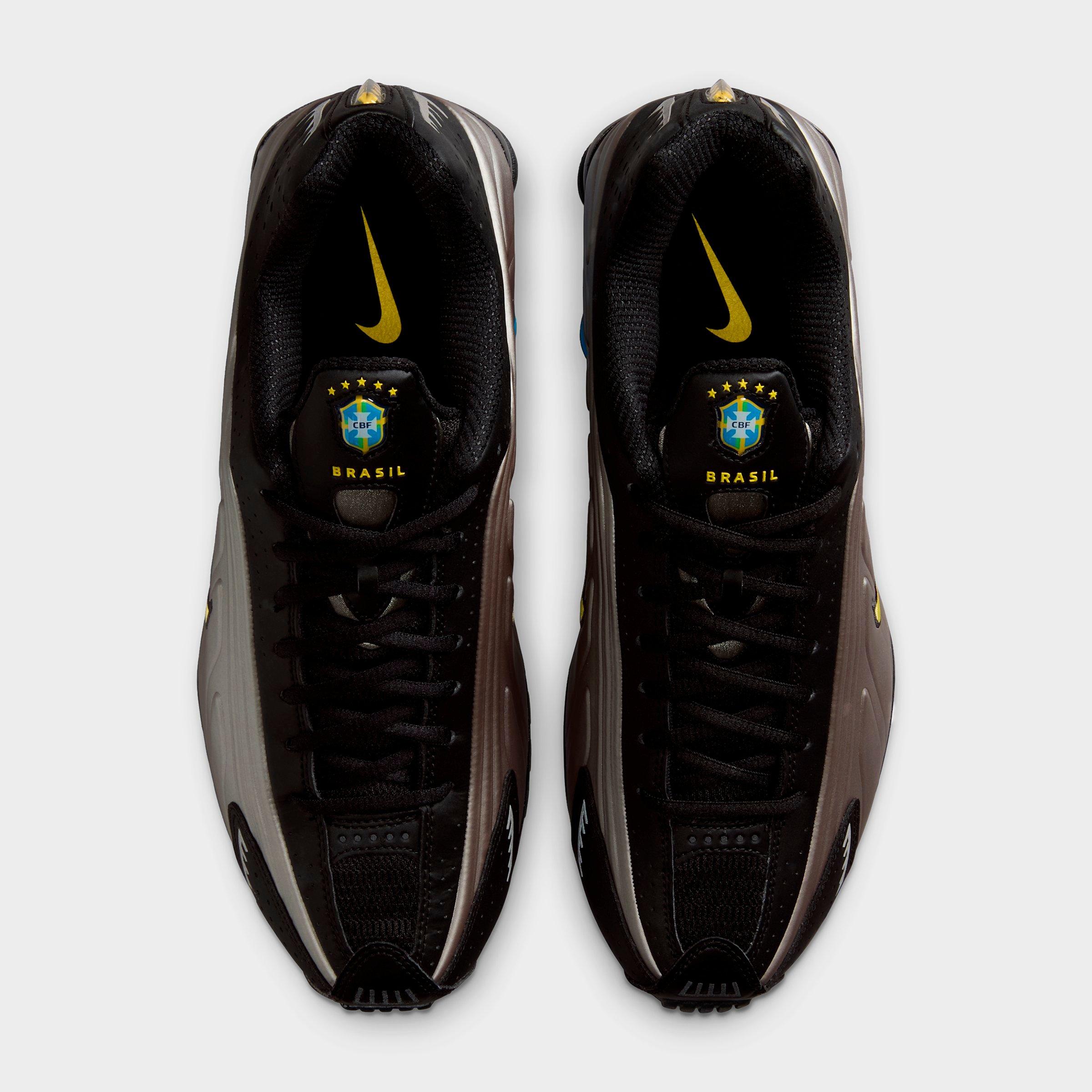 Men's Nithtke Shox R4 SE Brazil Casual Shoes - Black/Metallic Pewter/Light Photo Blue/Canary - Top view
