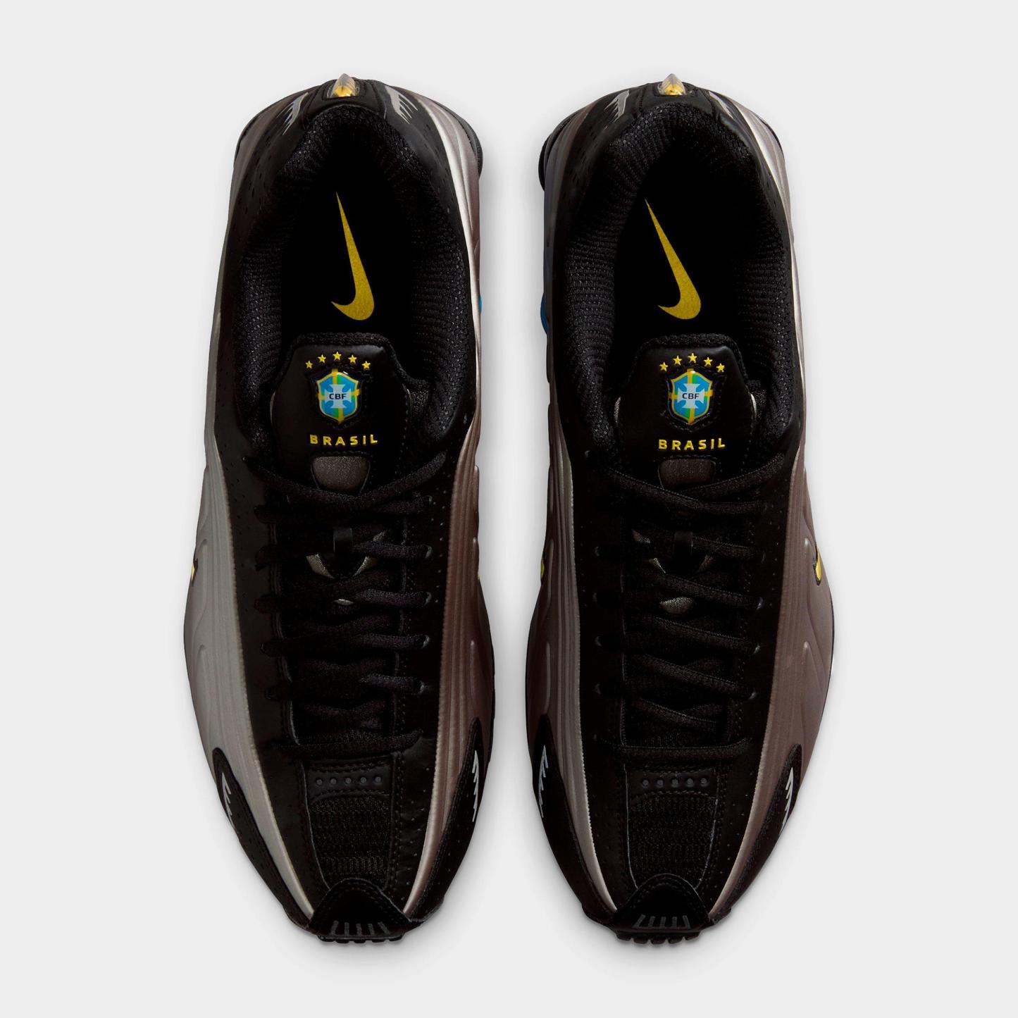 Men's Nithtke Shox R4 SE Brazil Casual Shoes - Black/Metallic Pewter/Light Photo Blue/Canary - Top view