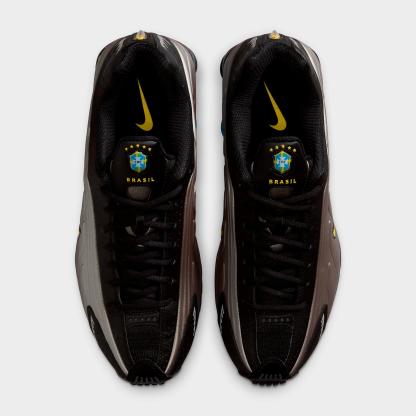 Men's Nithtke Shox R4 SE Brazil Casual Shoes - Black/Metallic Pewter/Light Photo Blue/Canary - Top view