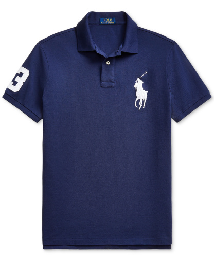 Polo Ralph Lauren Men's Big Pony Custom Slim-Fit Mesh Polo Shirt - Newport Navy