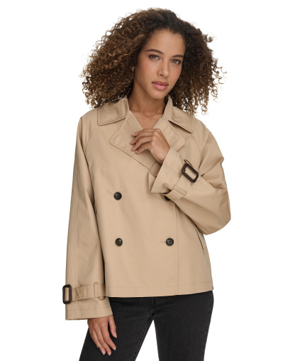 Levi's Women's Regular Short Double Breasted Trench Coat - Khaki