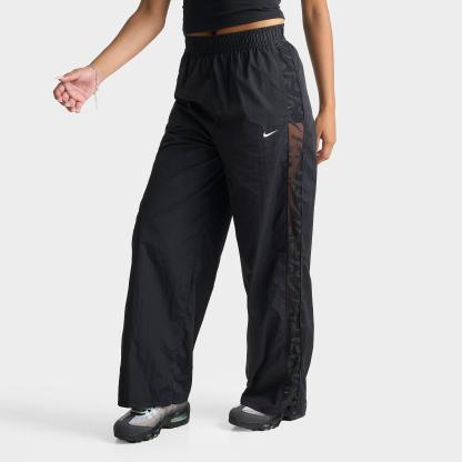 Women's Nithtke Sportswear Loose Mid-Rise Lace Track Pants - Black/Black/White