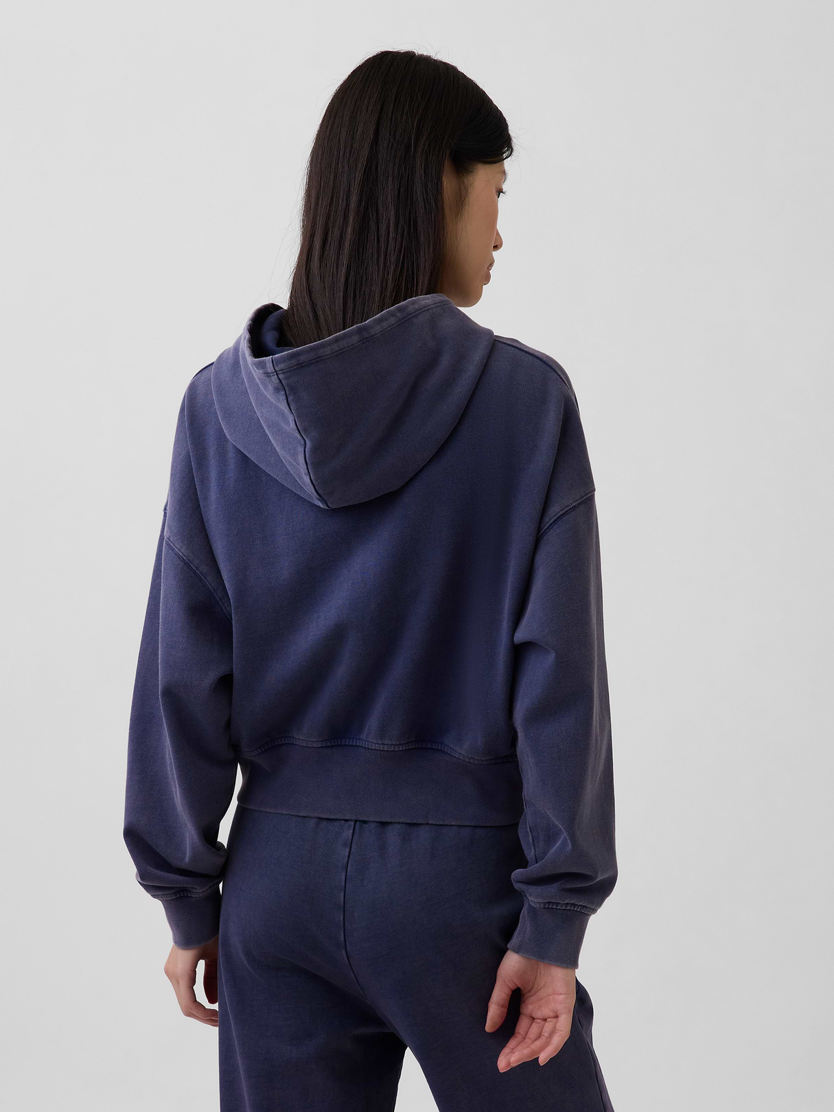 VintageSoft Terry Oversized Wedge Zip Hoodie - Tapestry navy blue wash