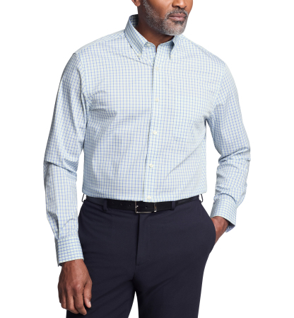Tommy Hilfiger Men's Regular Fit Wrinkle Resistant Stretch Dress Shirt - Mint Grid