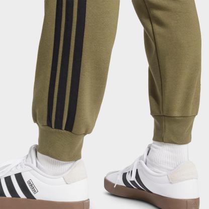 Men's adidas Essentials 3-Stripes Fleece Jogger Pants - Olive Strata/Black
