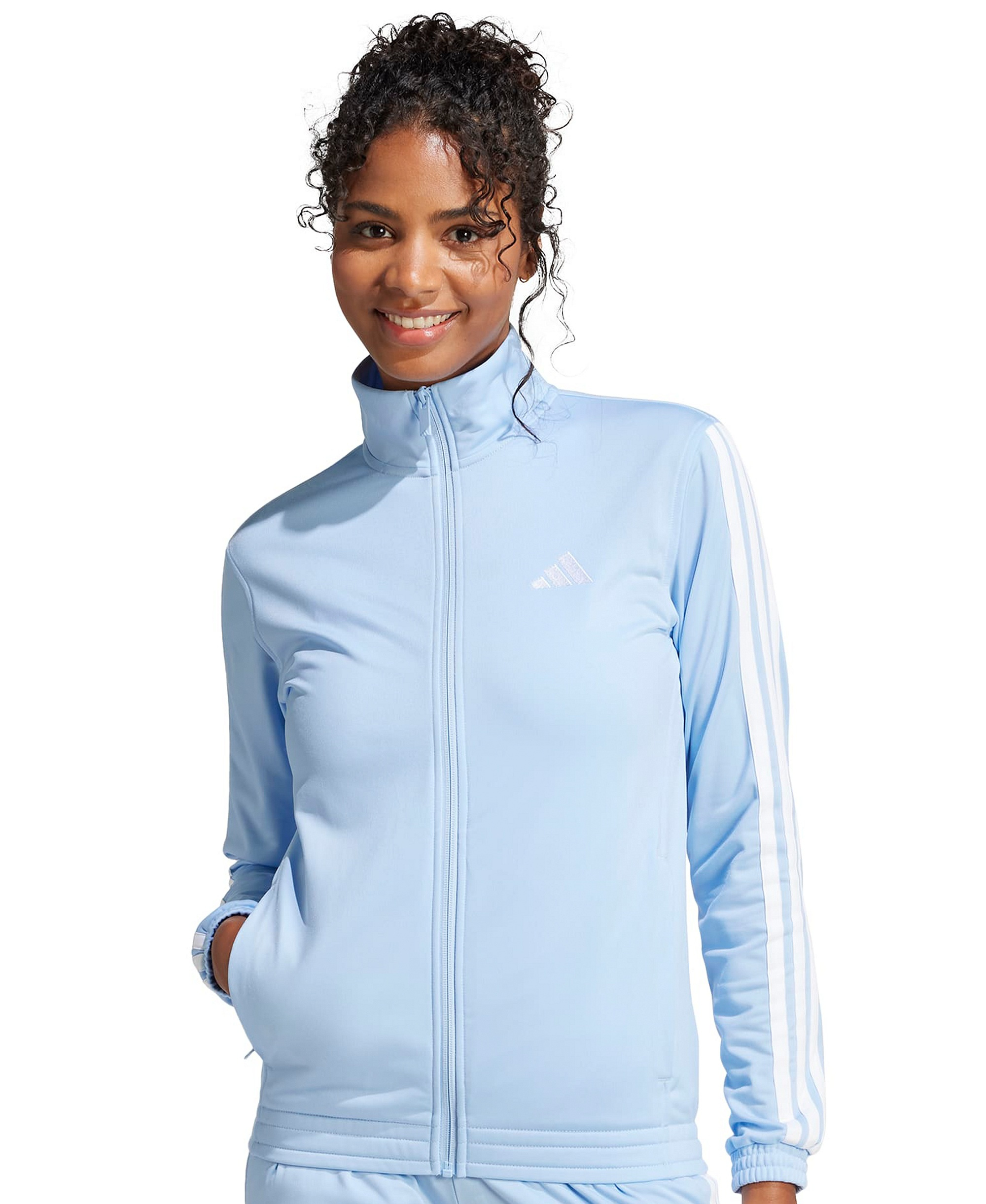 adidas Women's Tricot 3-Stripes Track Jacket - Glow Blue/white