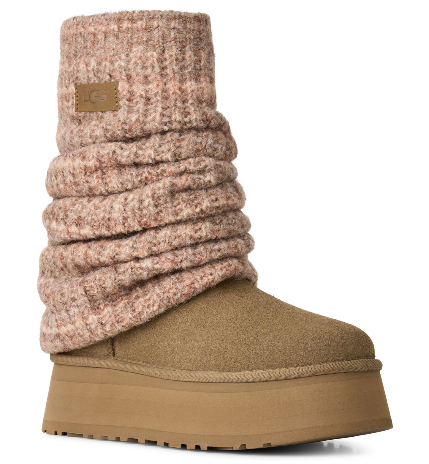UGG® Women's Classic Mini Dipper Removable Knit Leg Warmer Suede Boots - Light Bronze