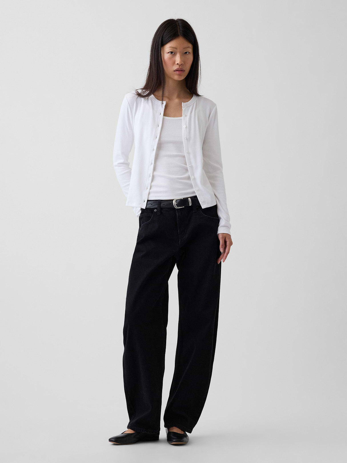Modern Crewneck Cardigan - Fresh white
