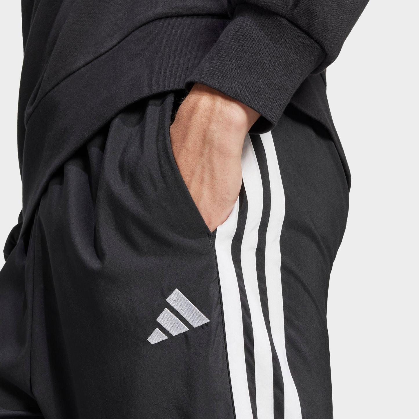Men's adidas Essentials 3-Stripes Stanford Open Hem Pants - Black/White