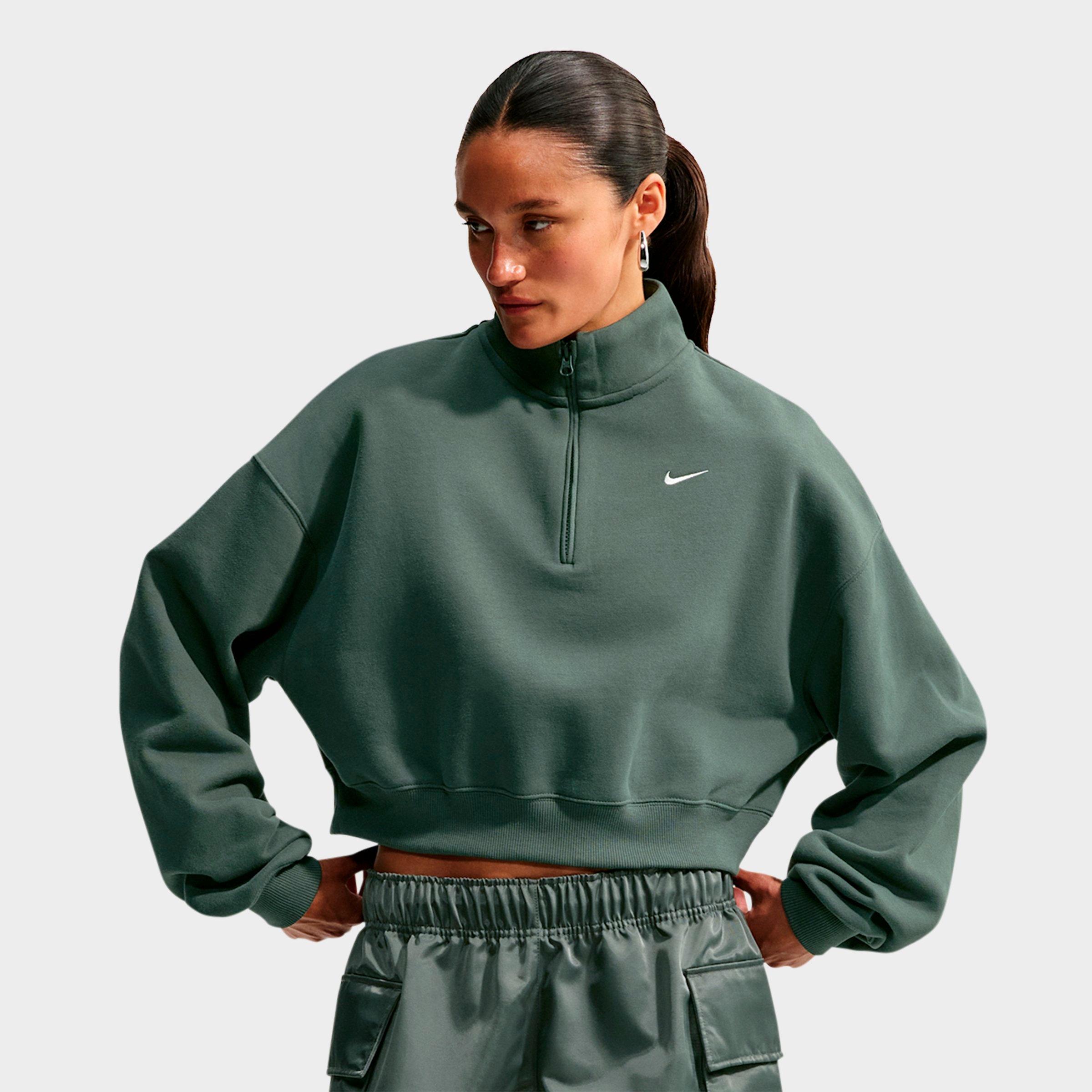 Women's Nithtke Studio Fleece Medium-Weight Oversized Cropped Quarter-Zip Jacket - Camo Green/Sail