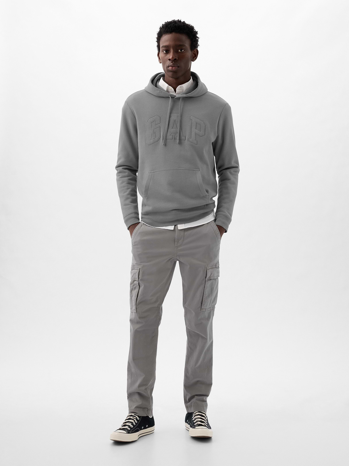 Adult VintageSoft Arch Logo Hoodie - pilot grey