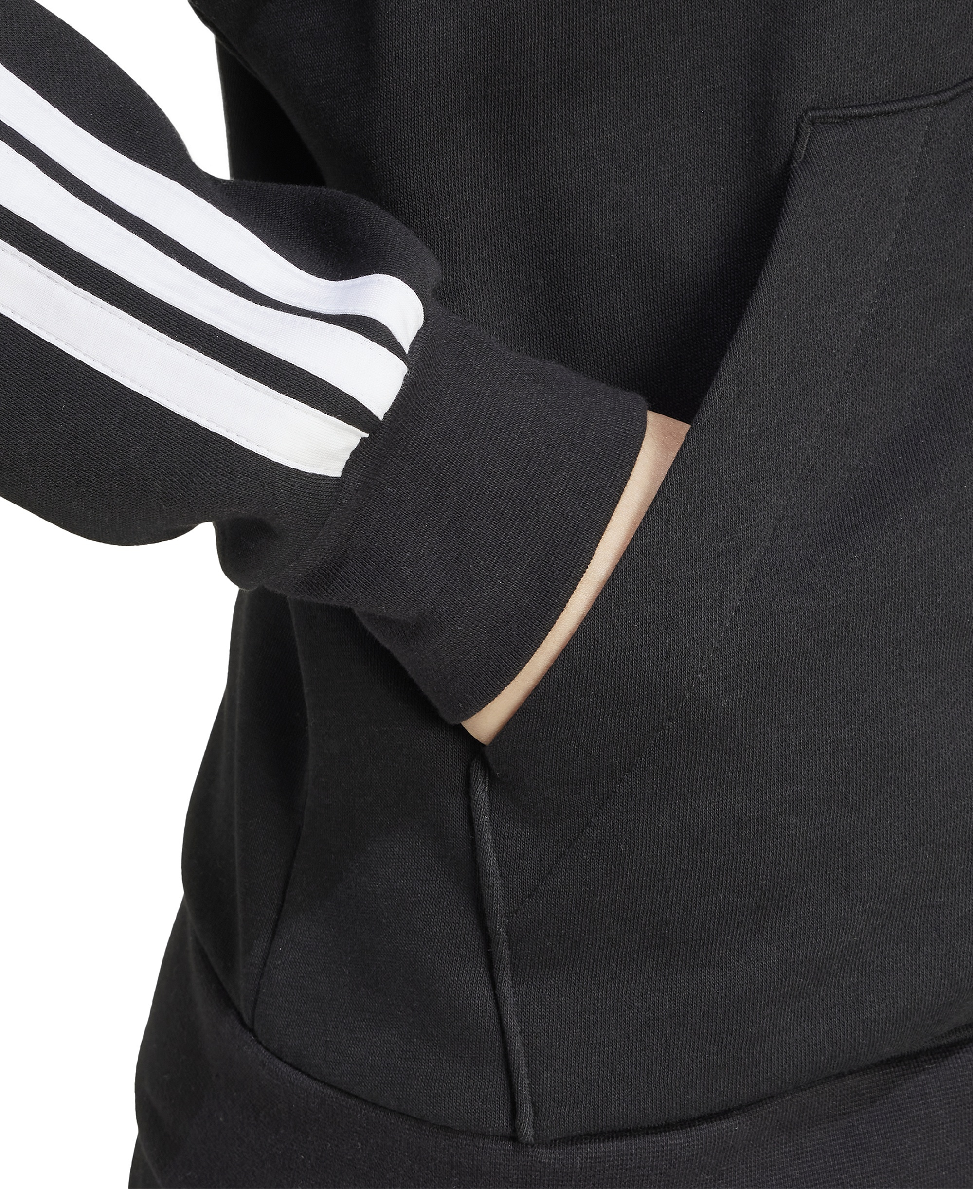 adidas Women's 3-Stripe Fleece Full-Zip Hoodie - Black/White