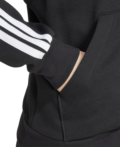 adidas Women's 3-Stripe Fleece Full-Zip Hoodie - Black/White