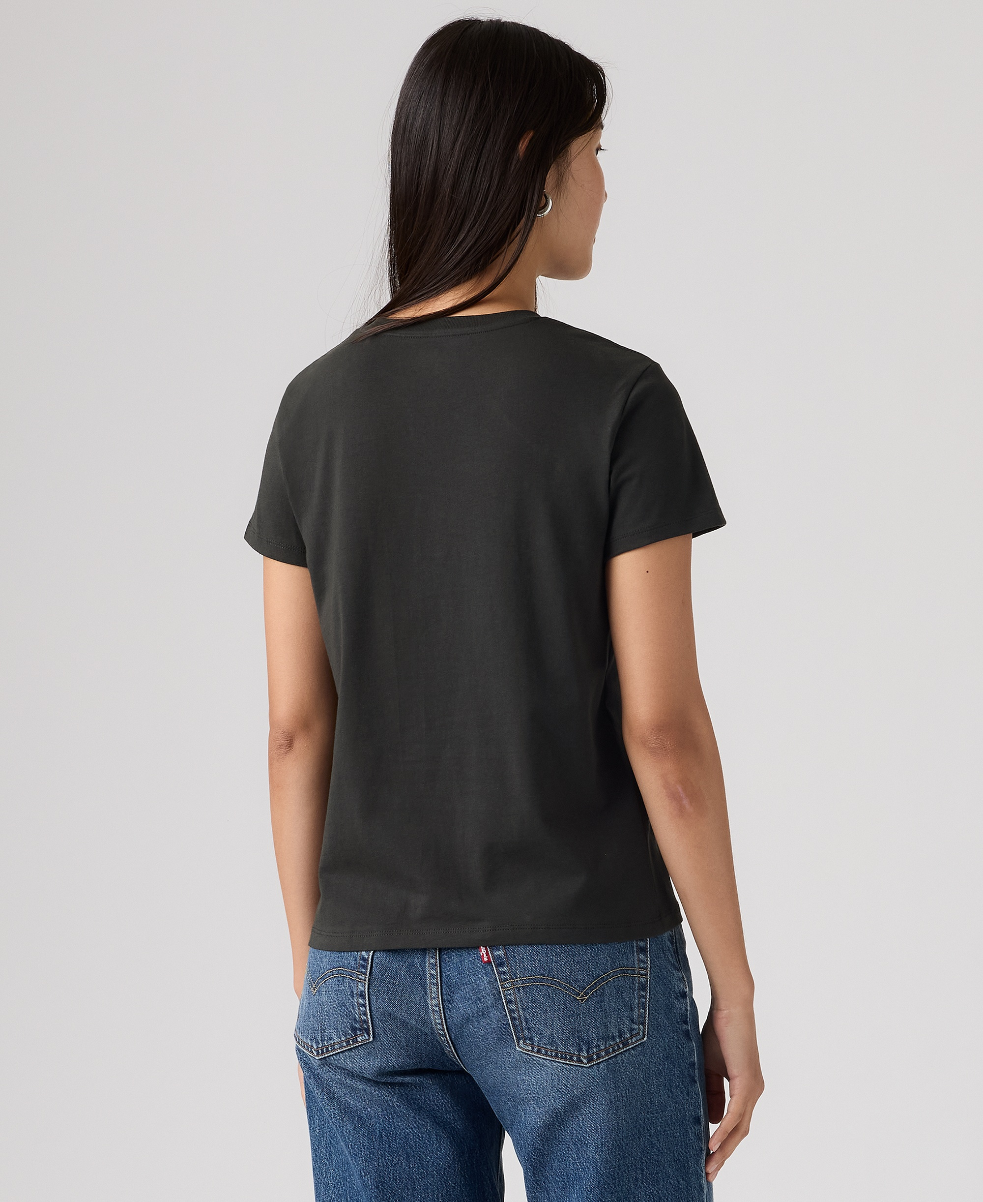 Levi's Women's Perfect Graphic Logo Cotton T-Shirt - Raspberry Hl Logo Pirate Black