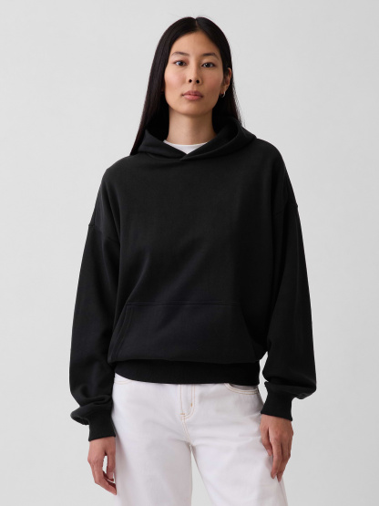 Adult Heavyweight Oversized Hoodie - True black