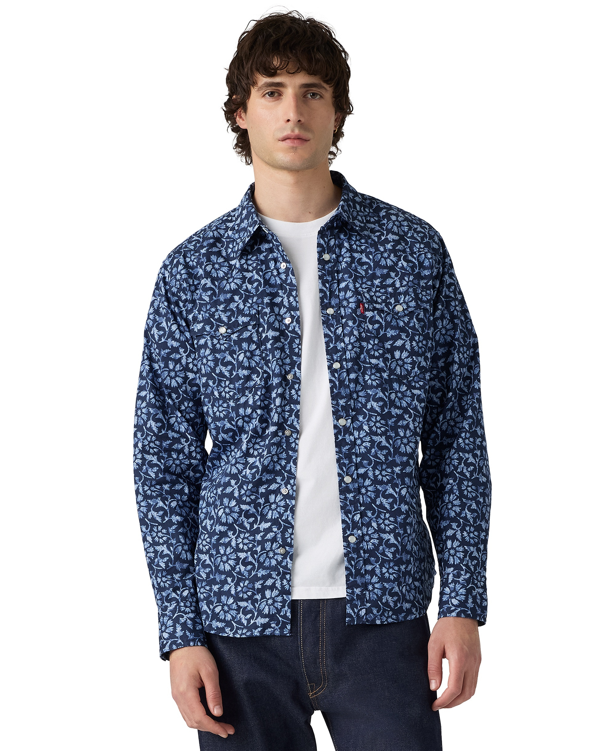 Levi's Men's Regular-Fit Western Shirt - Floral Dress Blue