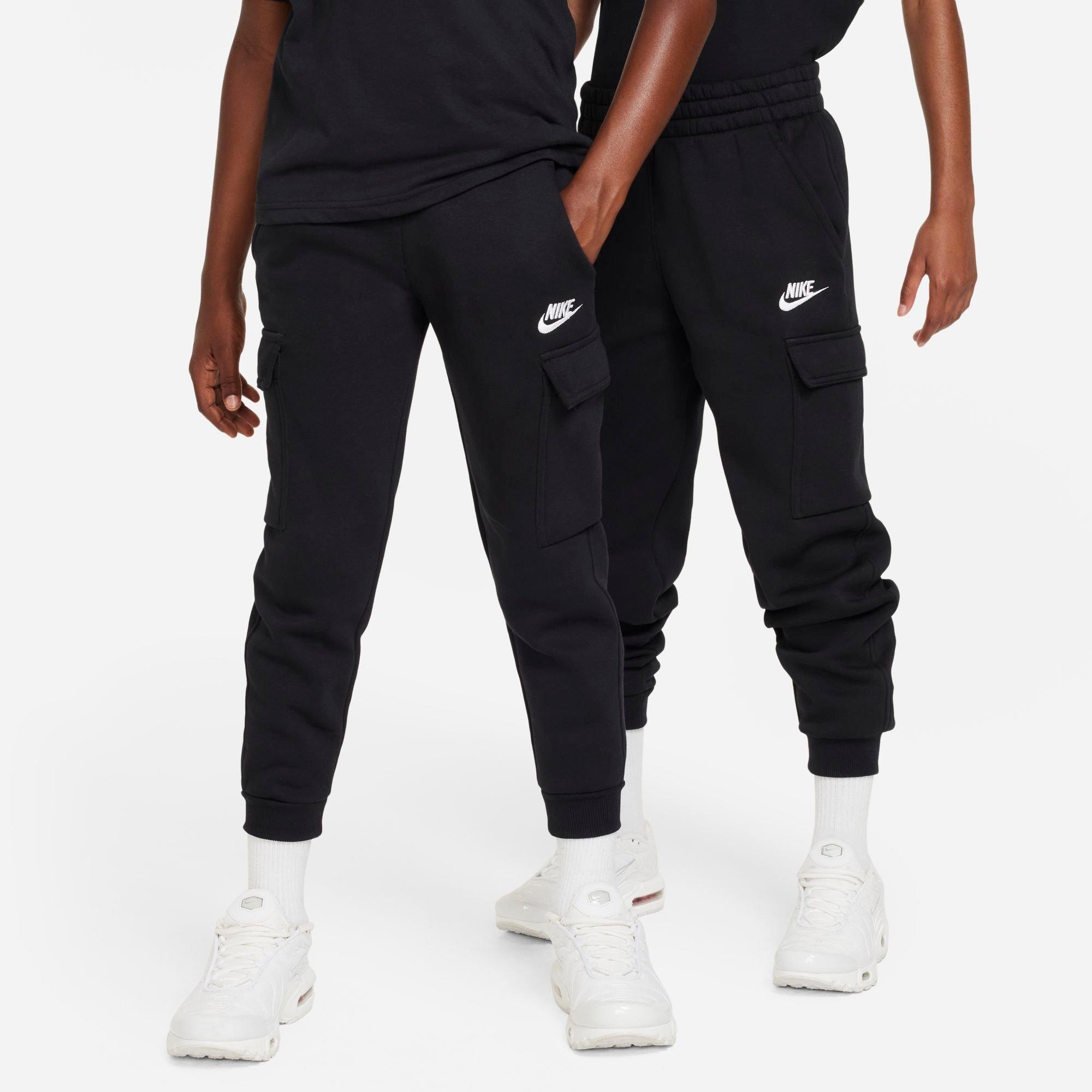 Big Kids' Nithtke Sportswear Club Fleece Cargo Jogger Pants - Black/Black/White