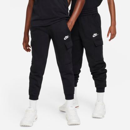 Big Kids' Nithtke Sportswear Club Fleece Cargo Jogger Pants - Black/Black/White