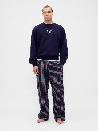 Adult Softest Flannel PJ Pants - Navy blue hearts & stripe