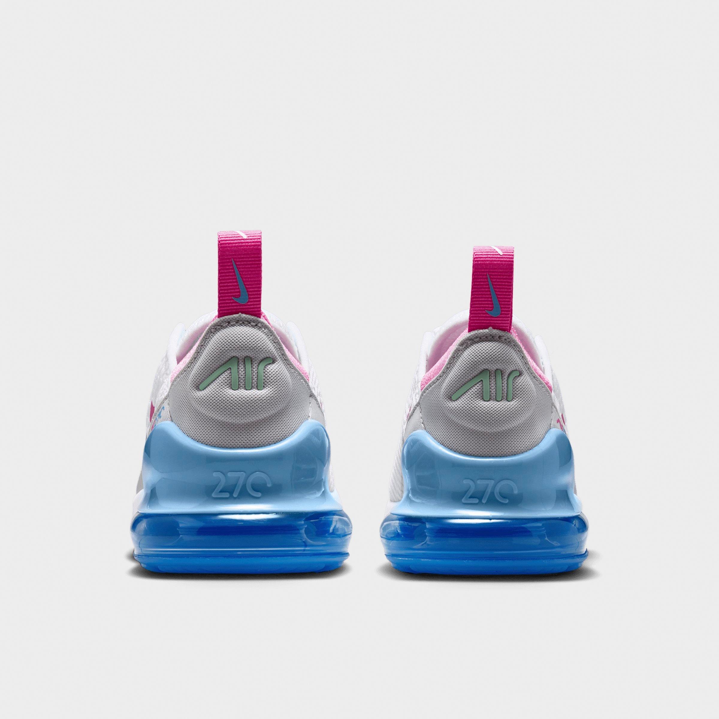 Little Kids' Nithtke Air Max 270 Casual Shoes - White/Football Blue/Arctic Green/Pinksicle - Back view