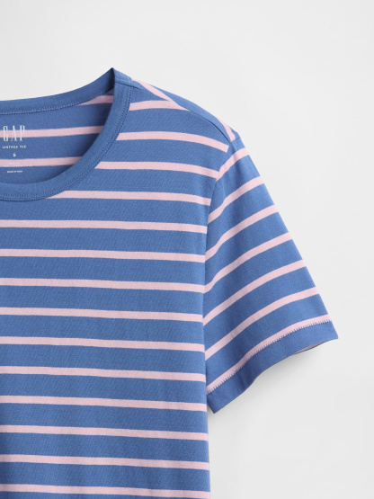 Organic Cotton VintageSoft T-Shirt - Blue & pink stripe