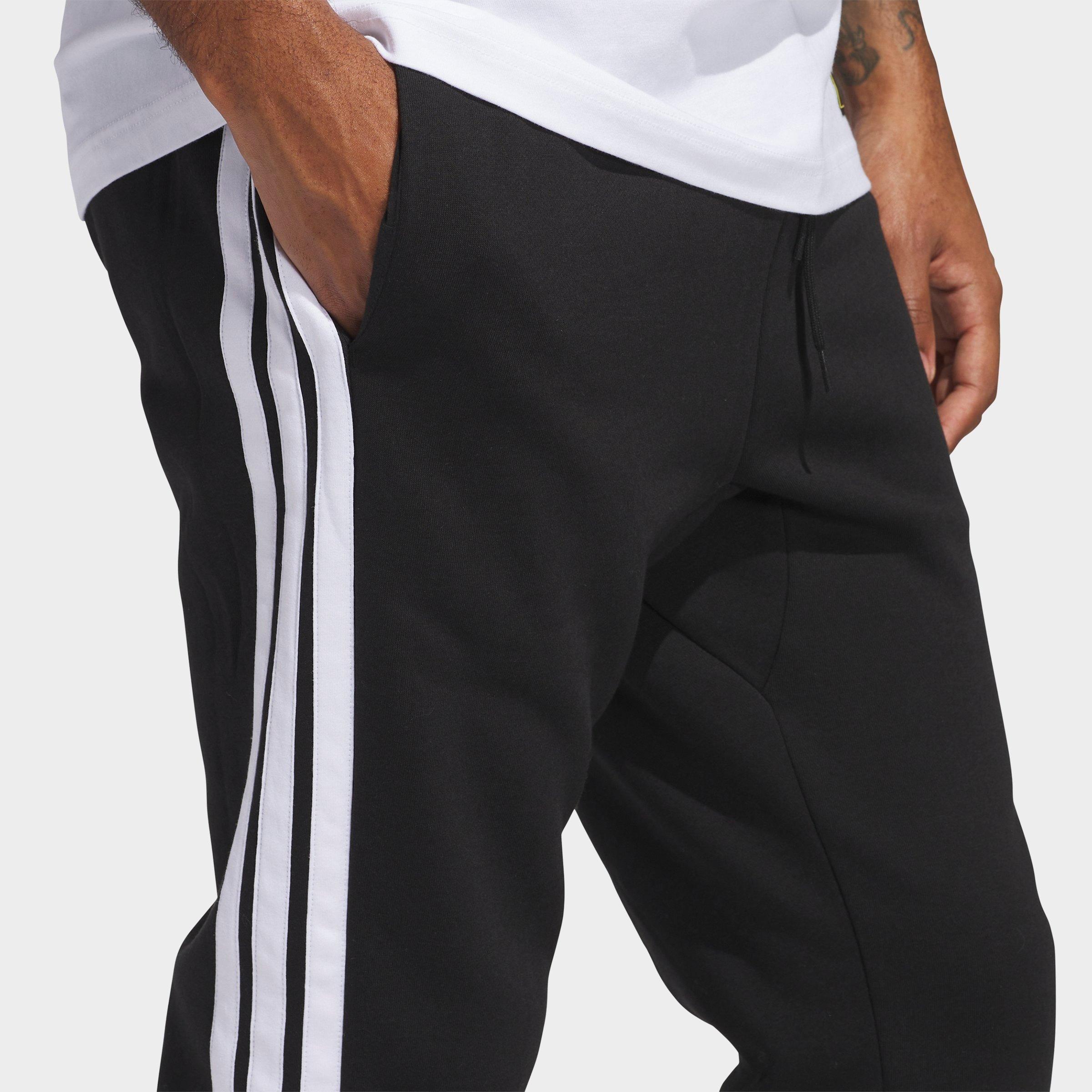 Men's adidas Essentials 3-Stripes Fleece Jogger Pants - Black/White