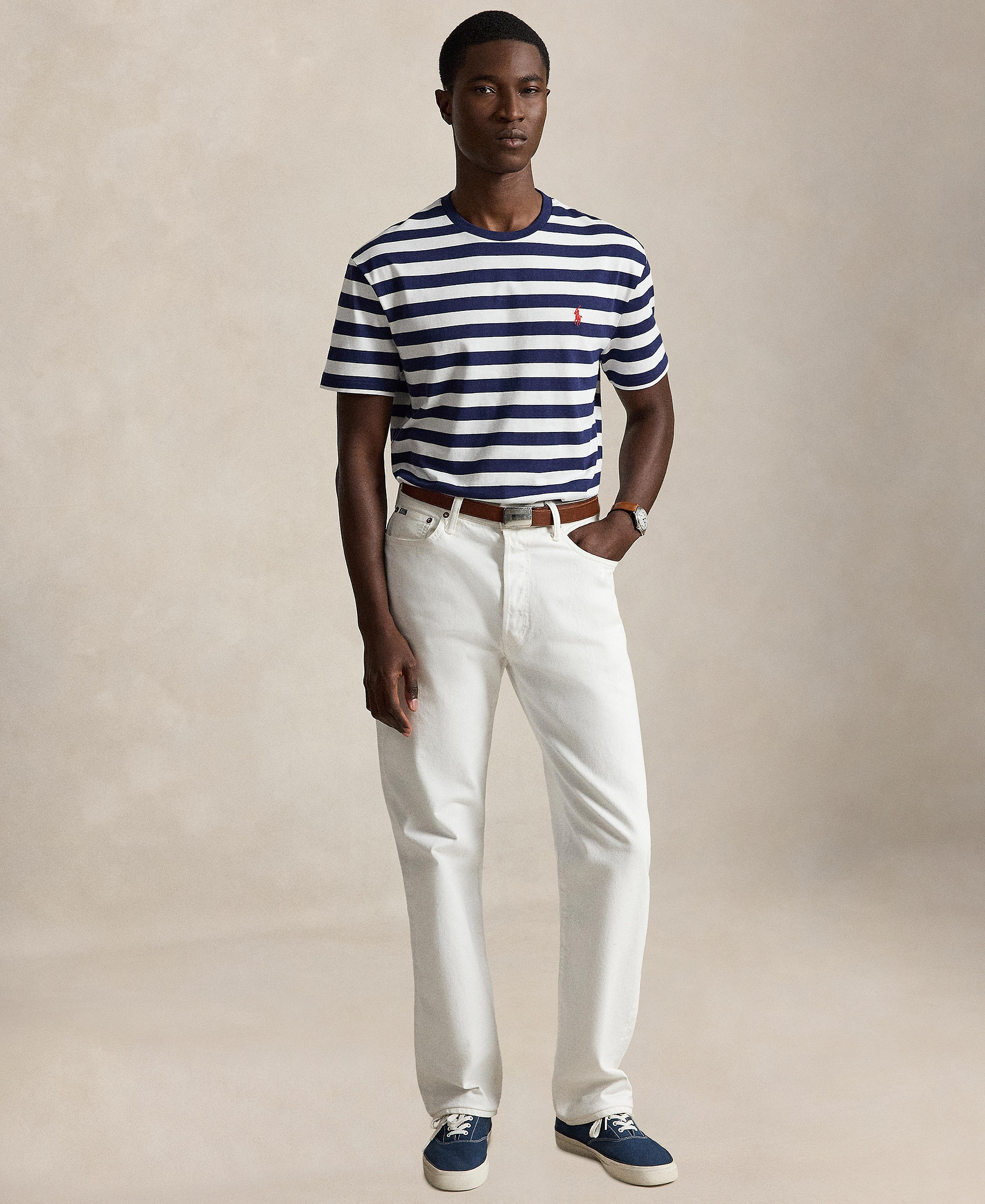 Polo Ralph Lauren Men's Classic-Fit Stripe T-Shirt - Newport Navy/White