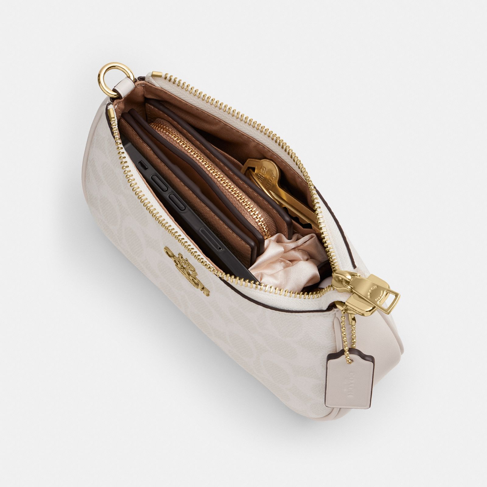 Teri Mini Crossbody Bag In Signature Canvas - Gold/White/Chalk - view 5