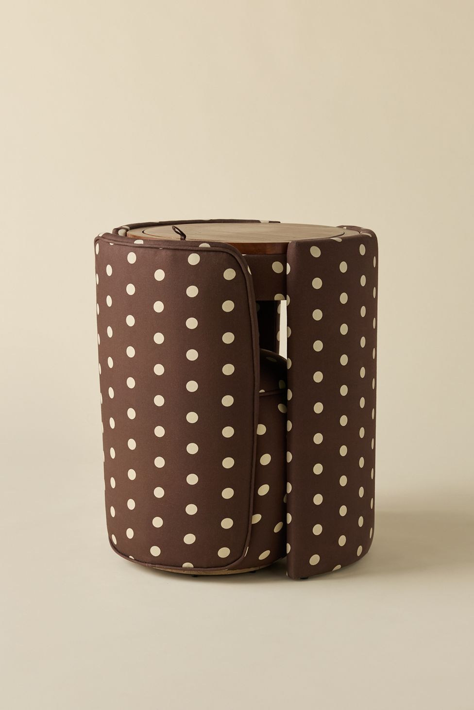 Jane Upholstered Vanity & Stool Set - Brown/Ivory Polka Dot - view 3