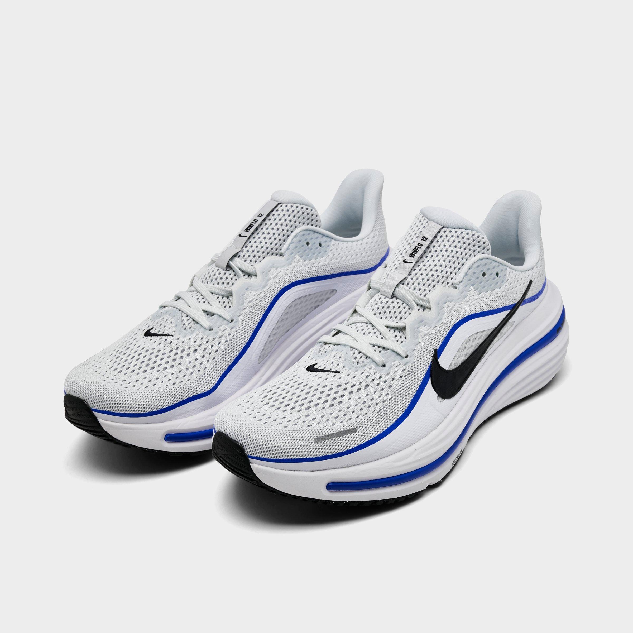 Men's Nithtke Air Winflo 12 Road Running Shoes - Off White/Black/White/Wolf Grey - Both shoes facing left