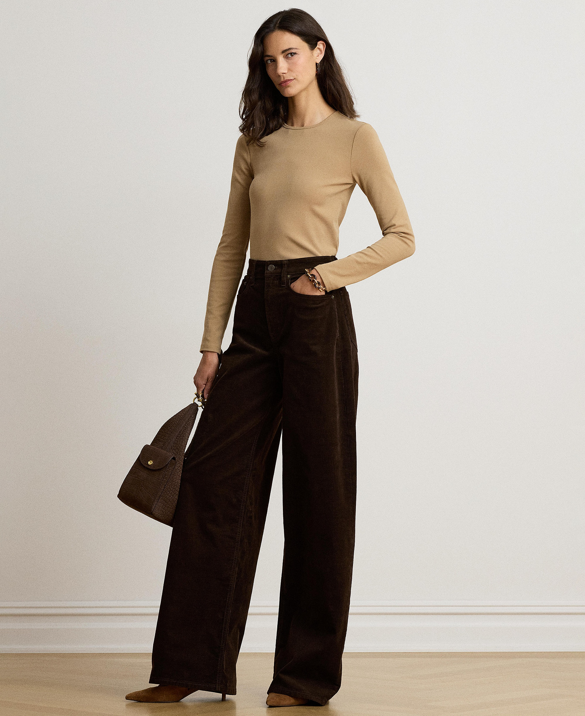 Lauren Ralph Lauren Cotton-Blend Long-Sleeve Top - Lauren Camel