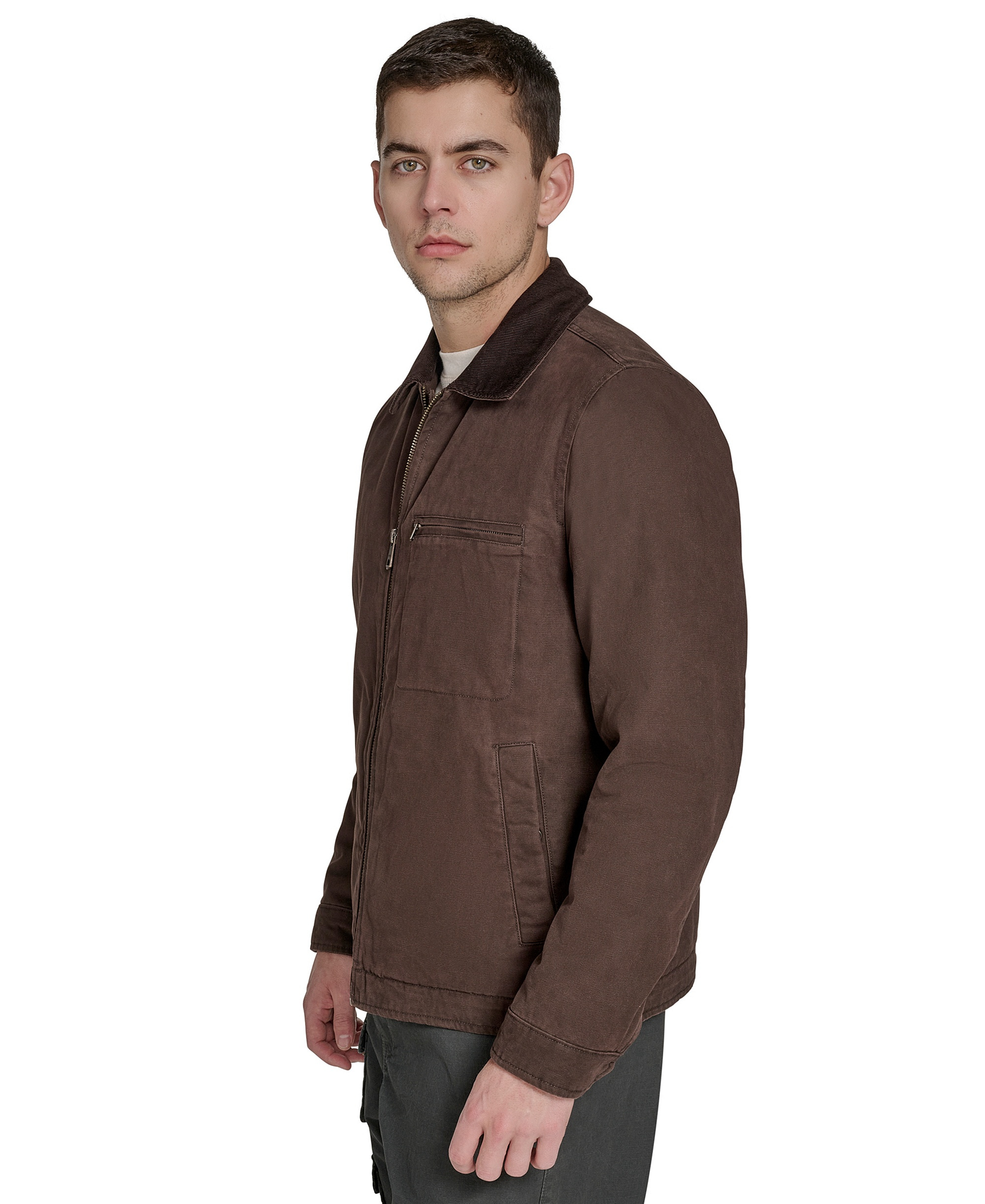 Levi's Men's Cotton Canvas Zip-Front Depot Jacket - Chocolate Brown