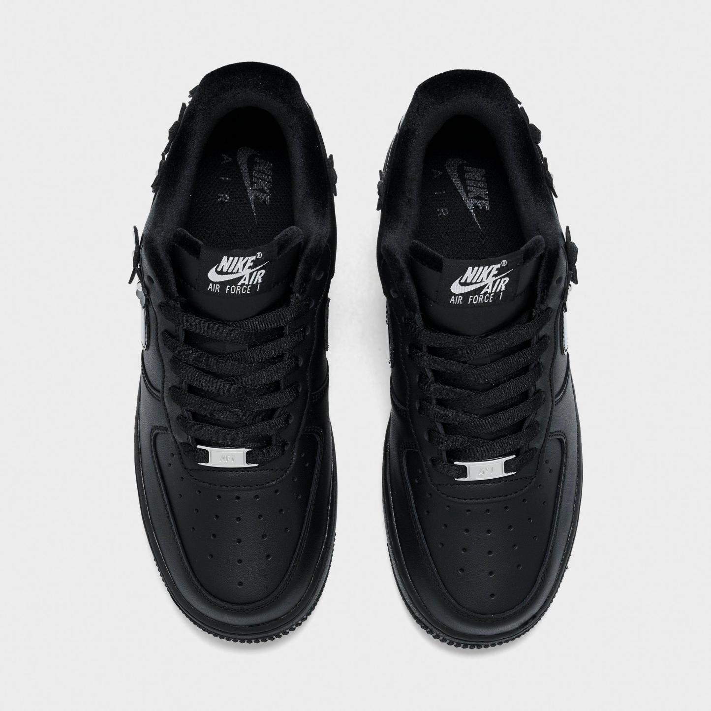 Women's Nithtke Air Force 1 '07 "Florette" Casual Shoes - Black/Off Noir/Metallic Silver/Black - Top view