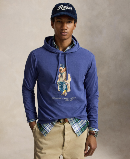 Polo Ralph Lauren Men's Polo Bear Jersey Hooded Sweatshirt - Light Navy