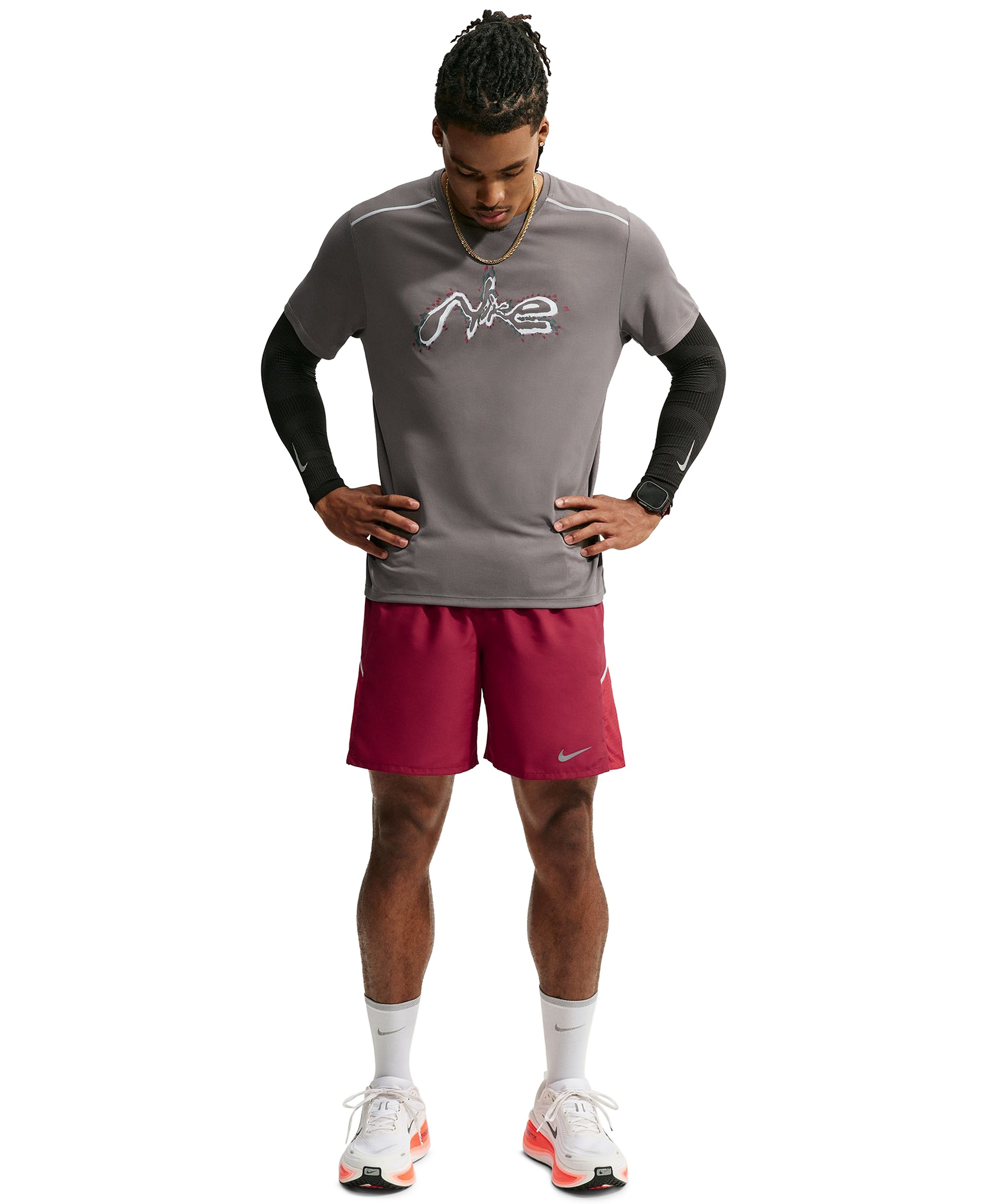 Nike Men's Miler Dri-FIT Running Shorts - Red/Reflective Silver