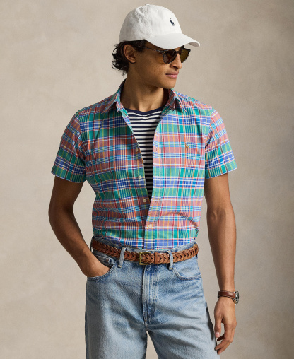Polo Ralph Lauren Men's Classic-Fit Short-Sleeve Oxford Shirt - Melon Spa Royal Multi