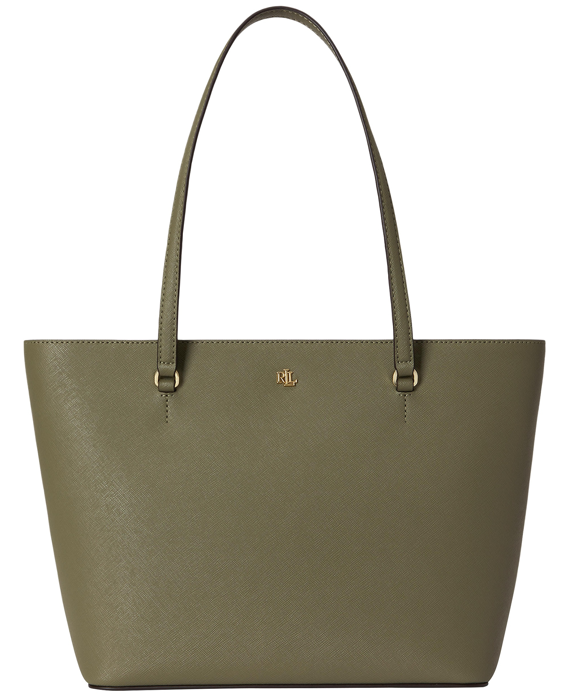 Lauren Ralph Lauren Crosshatch Leather Karly Medium Shopper Tote Handbag - Sage Green