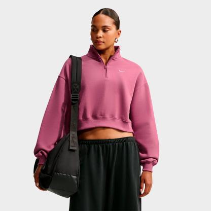 Women's Nithtke Studio Fleece Medium-Weight Oversized Cropped Quarter-Zip Jacket - Pink Smoke/Sail