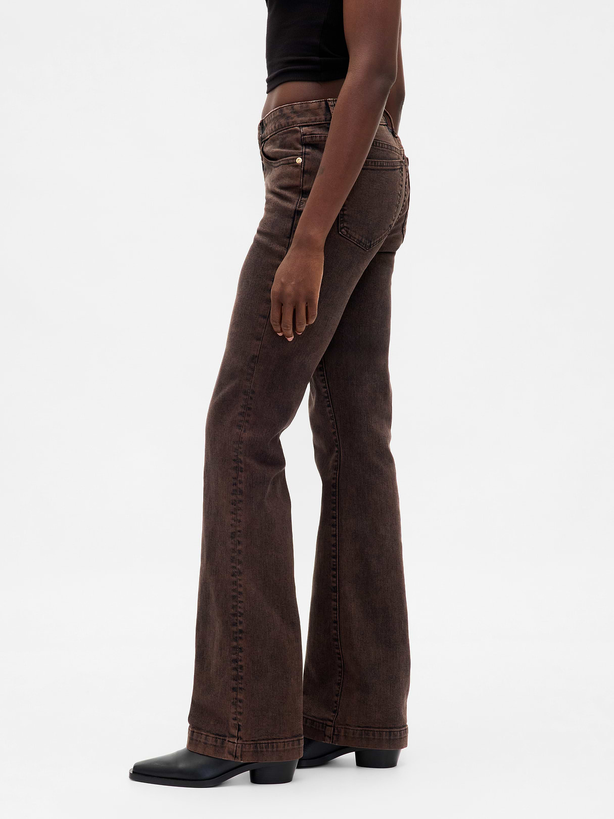 Low Rise Long & Lean Split-Hem Jeans - Dark brown