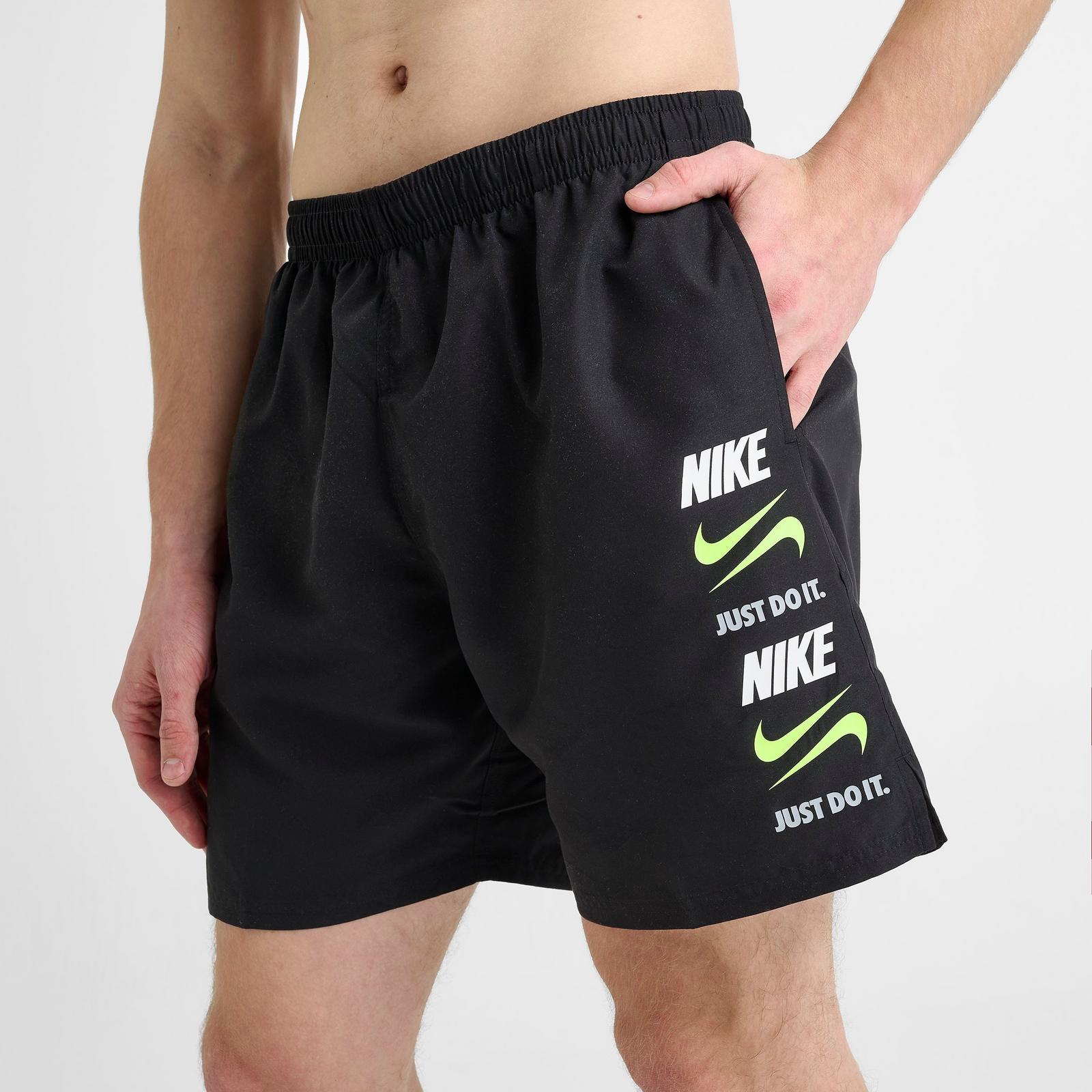 Men's Nike Swim Stack Logo Volley Shorts - Black
