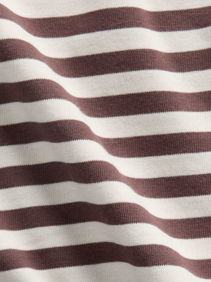 Knit Oversized Crop T-Shirt - Brown stripe