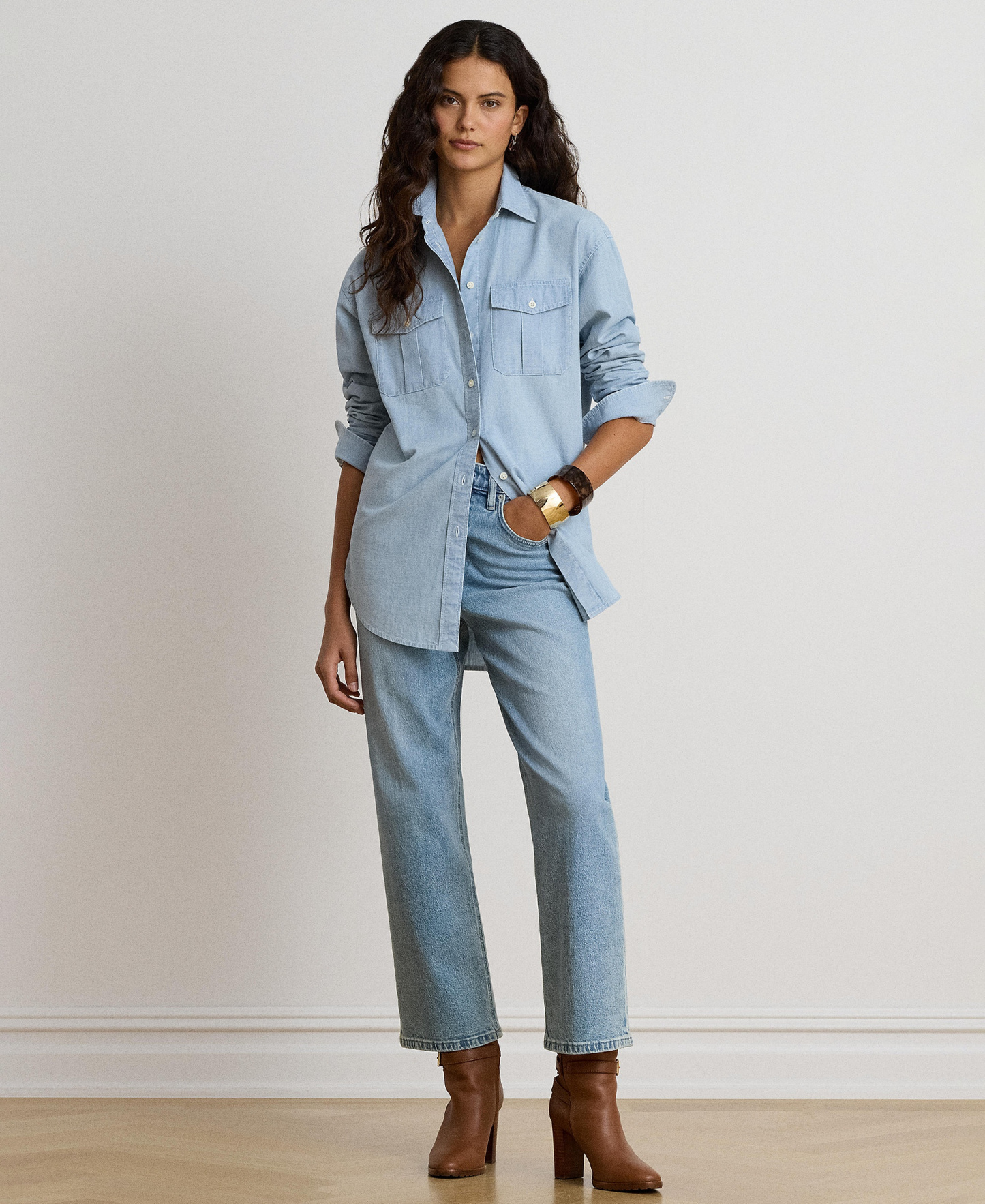 Lauren Ralph Lauren Women's Chambray Button-Up Long-Sleeve Shirt - Chambray Wash